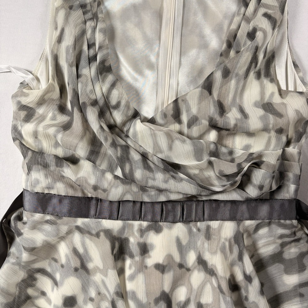 NEW YORK & COMPANY SLEEVELESS DRESS BARN RUFFLED LAYER SATIN TIE WAIST SIZE 2